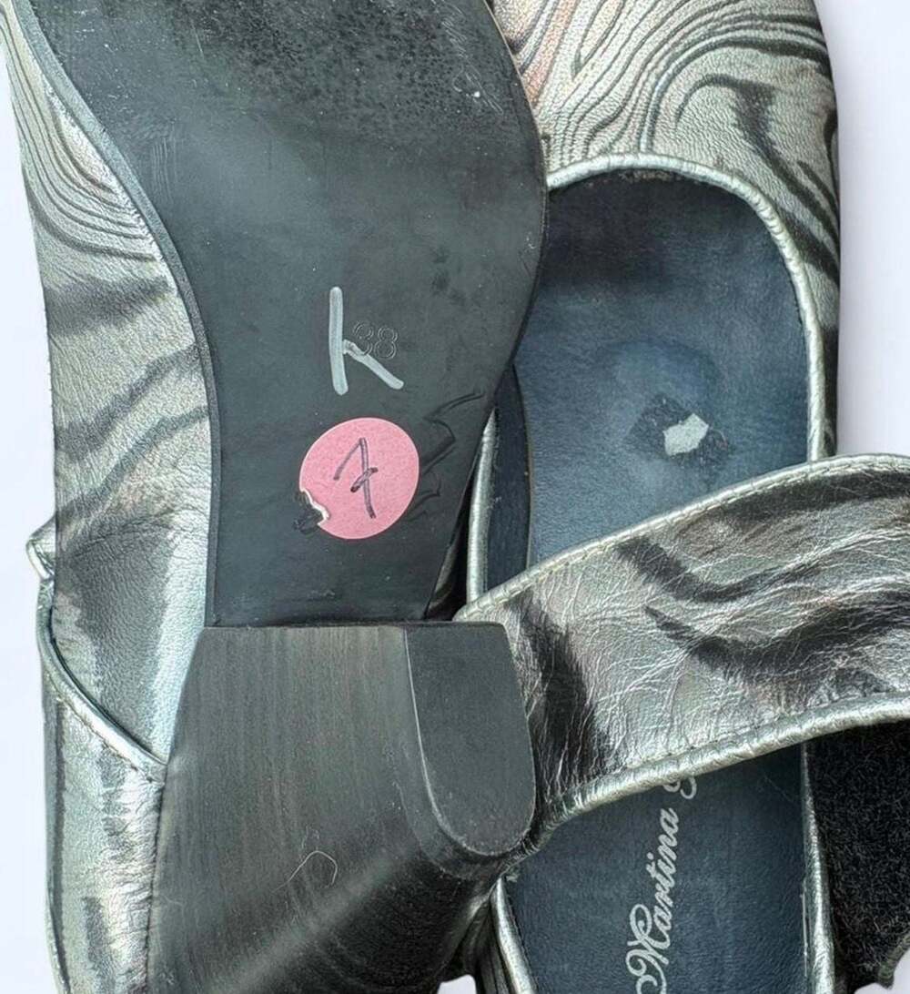 Martina & Co Metallic Marbled Mary Jane Chunky Heels Size 38 - Picture 3 of 5